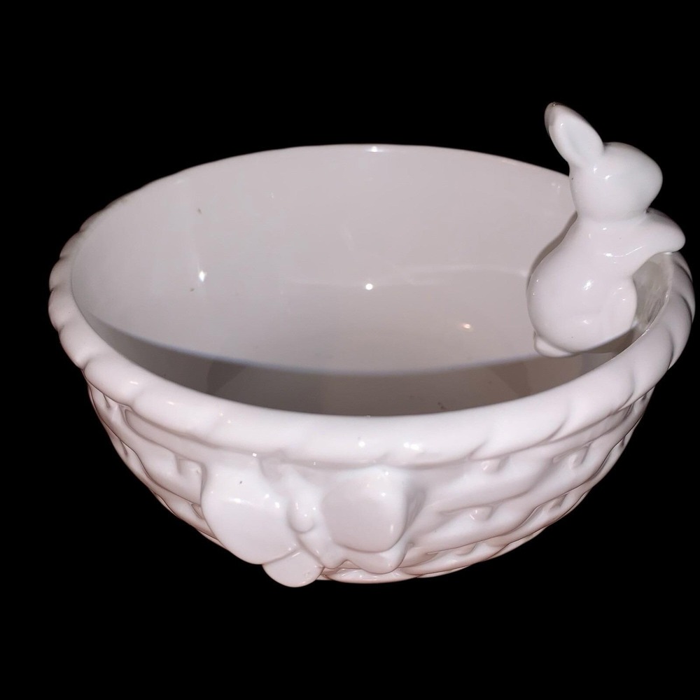 Twos Company - Easter Candy or Jewelry Ceramic Tidbit/Trinket Bowl/Dish + Bunny